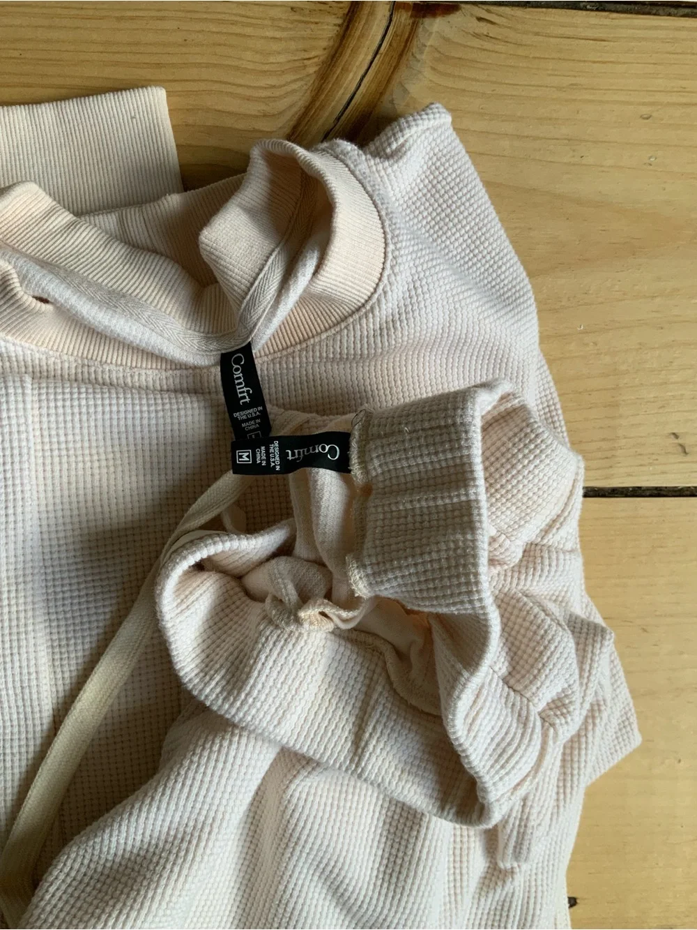 Ivory Waffle Lounge Wide-Leg Pant M top L - Picture 2 of 2